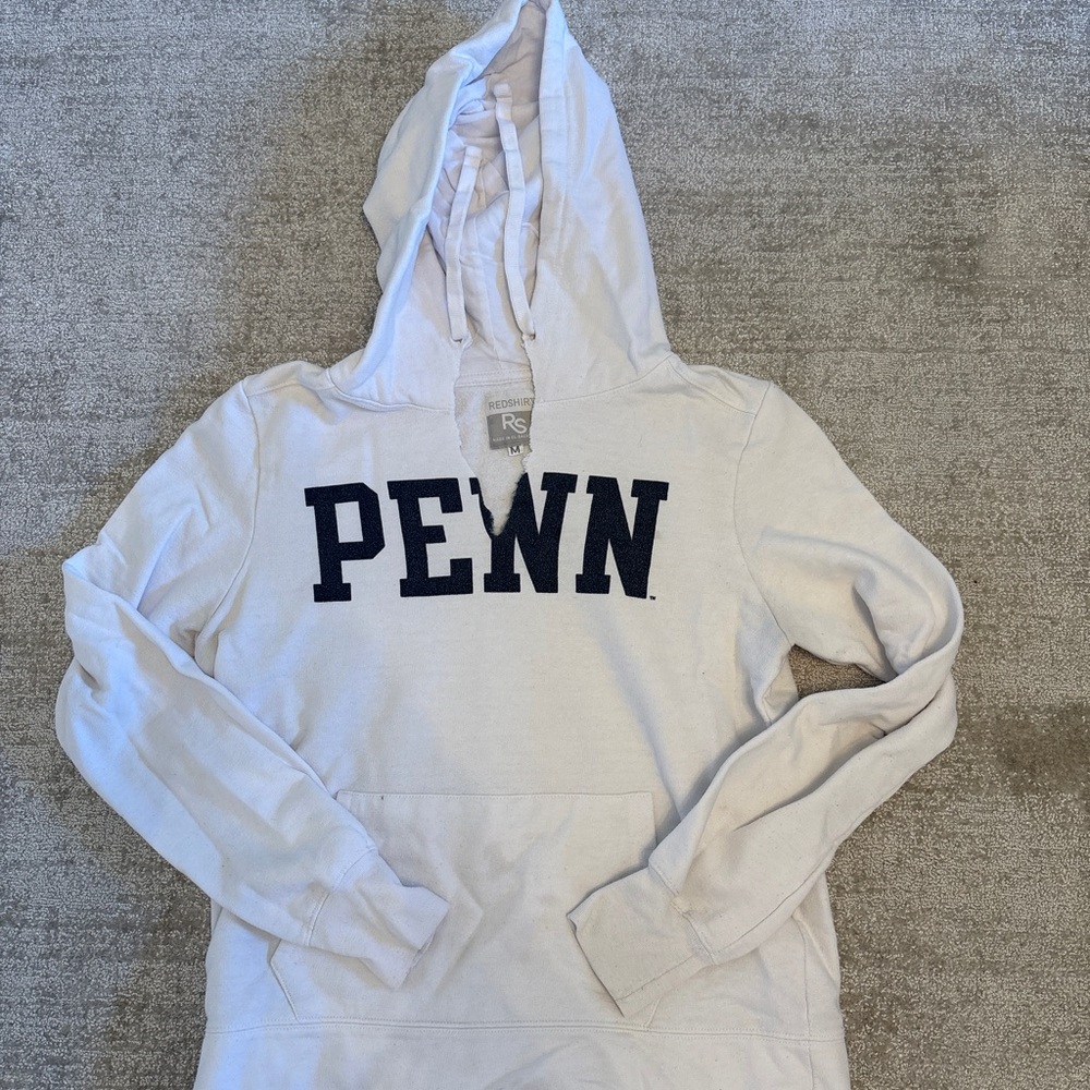 White Hoodie with Black 'PENN' Logo